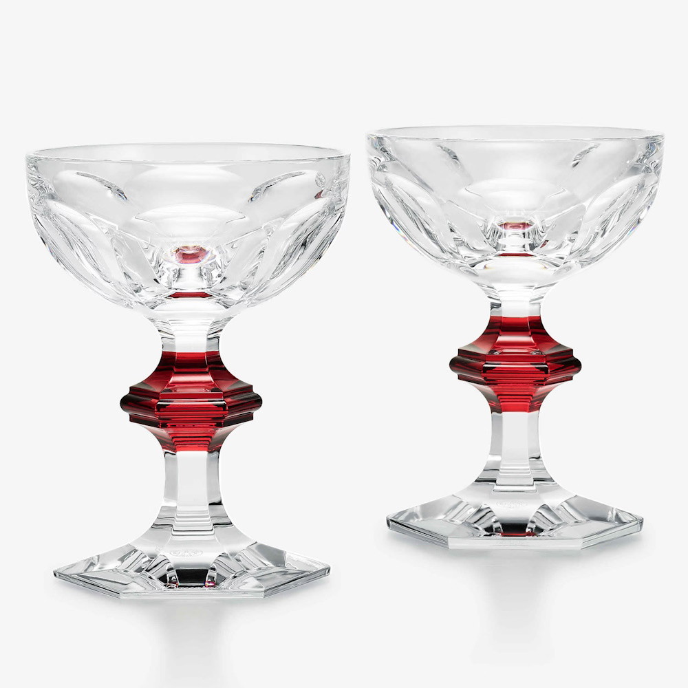 Picture of Baccarat Harcourt 1841 Coupes with Red Knob - Set of 2