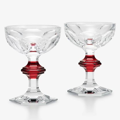 Picture of Baccarat Harcourt 1841 Coupes with Red Knob - Set of 2