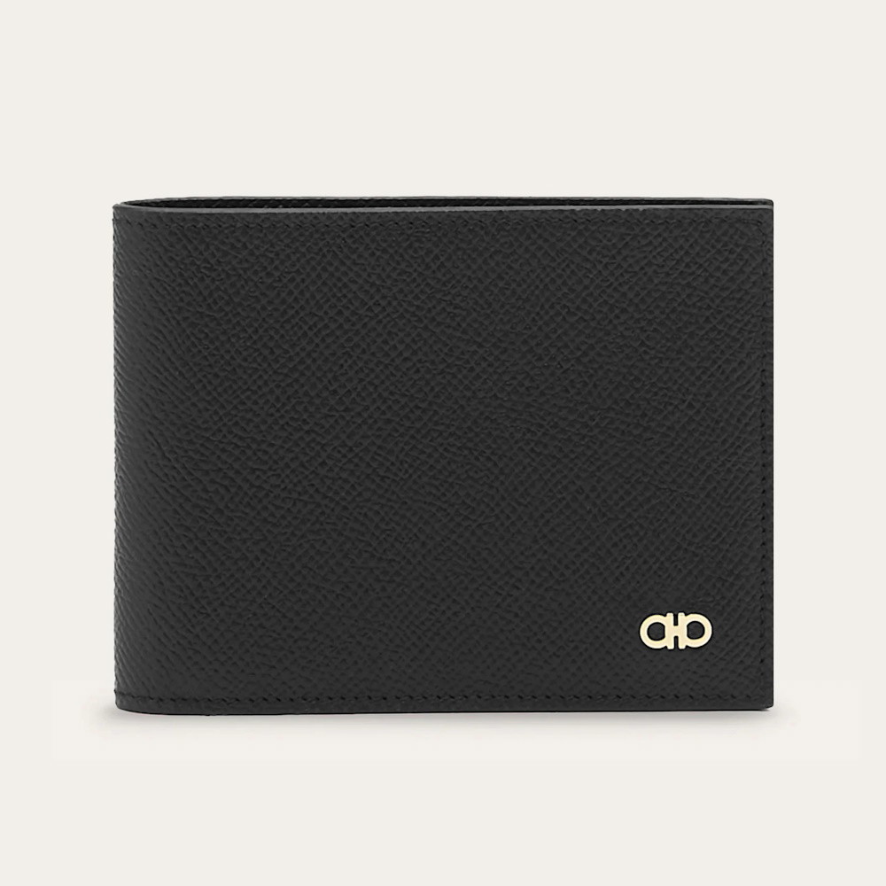 Picture of Ferragamo Micro Gancio Leather Bifold Wallet - Black