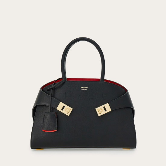 Picture of Ferragamo Hug Small Bag - Nero/Red