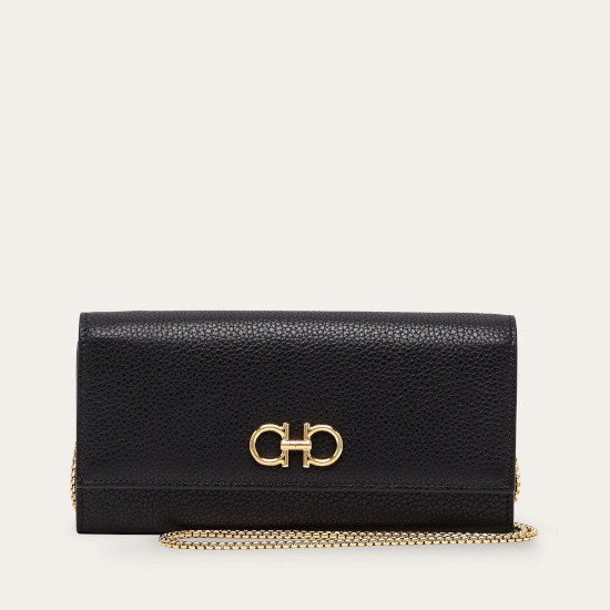 Picture of Ferragamo Gancini Wallet on a Chain - Nero
