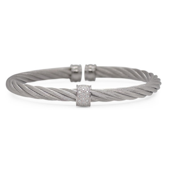 Picture of ALOR Grey Cable 18K White Gold 0.13tcw Diamond Bracelet