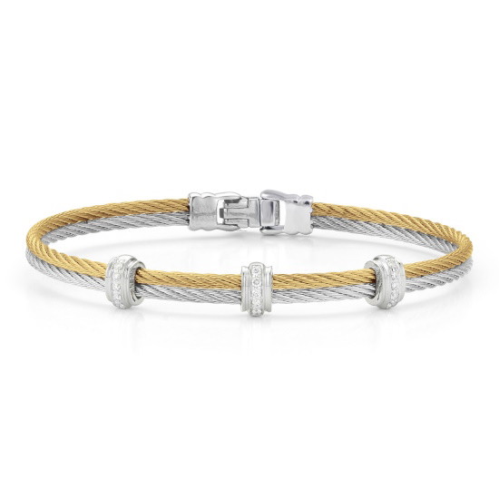 Picture of ALOR Grey/Yellow Cable Bracelet 18K Wht Gold 0.13tcw Diamonds