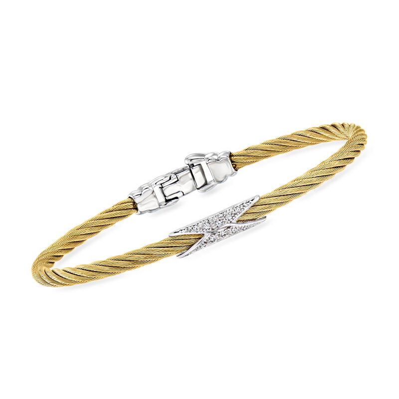 Picture of ALOR White Gold & Diamond 3mm Cable Hourglass Bracelet-Yellow