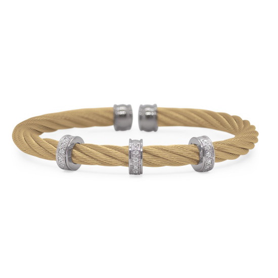 Picture of ALOR Yellow Cable 18K White Gold 0.15tcw Diamond Bracelet