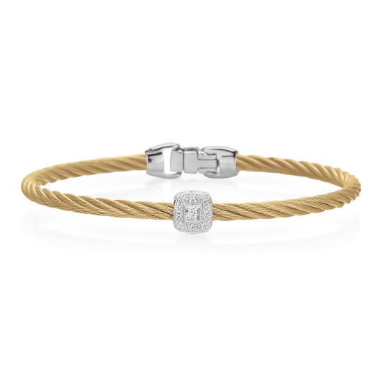 Picture of ALOR Yellow Cable Bracelet 18K White Gold 0.05tcw Diamonds