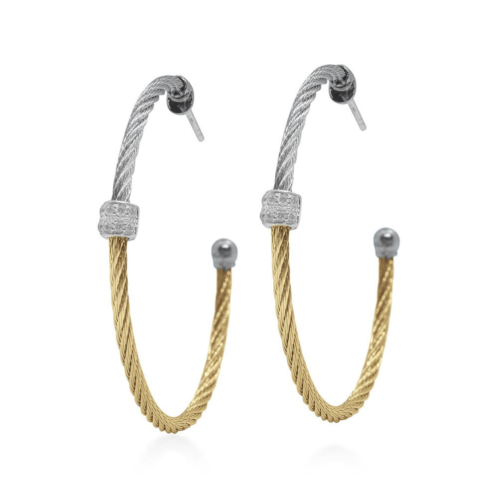 Picture of ALOR Grey & Yellow Colorblock Hoop Earrings