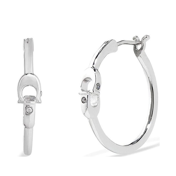 Picture of Coach Interlock C Small Hoop Earrings - Rhodium