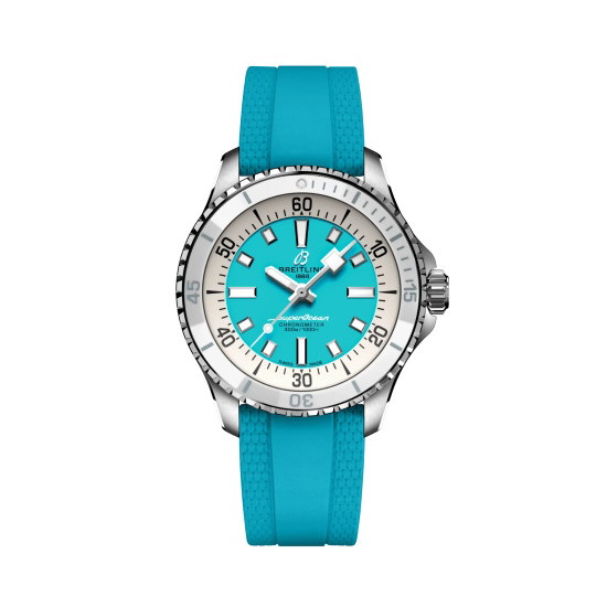 Picture of Breitling Superocean Auto 36 Watch with Turquoise Strap