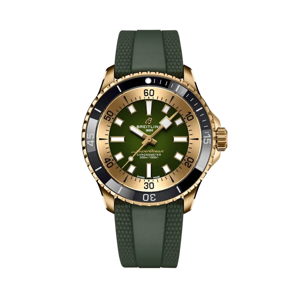 Picture of Breitling Superocean Auto 42 Watch with Green Rubber Strap