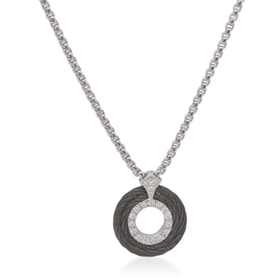 Picture of ALOR Black Cable/Gray Chain Necklace 14kt. WG 0.15tcw Diamonds