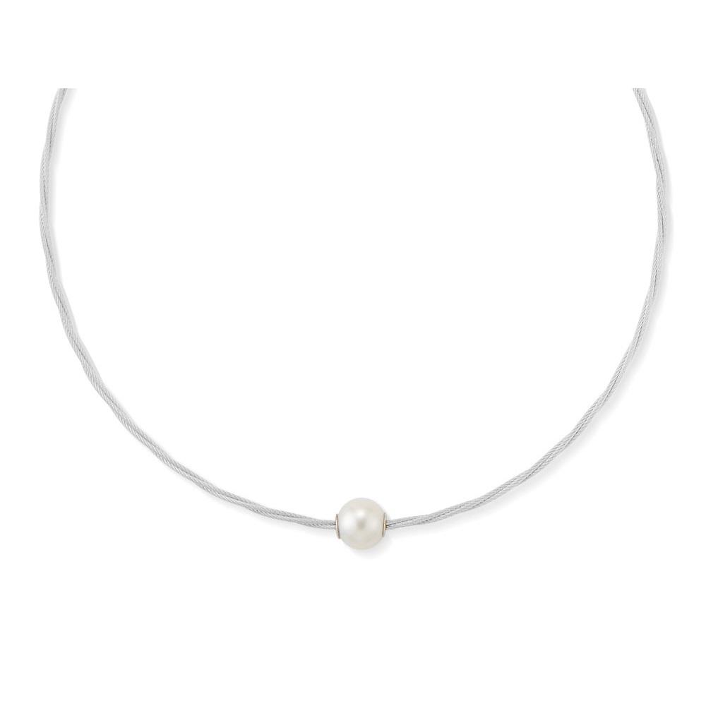 Picture of ALOR Classique Grey Steel Cable Pearl Necklace
