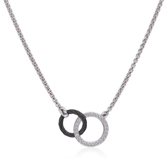 Picture of ALOR Gray Chain/Black Cable Necklace 14kt WG 0.20tcw. Diamonds