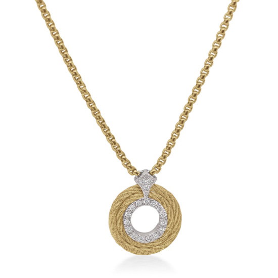 Picture of ALOR Yellow Cable & Chain Necklace 14kt WG 0.15tcw Diamonds