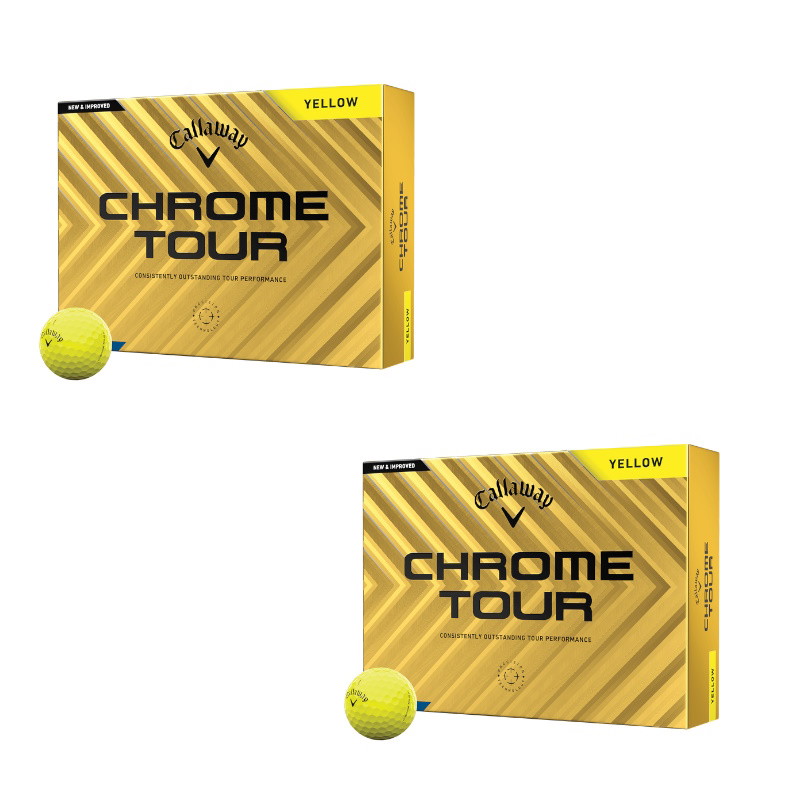Picture of Callaway Chrome Tour Yellow Triple Track Golf Balls - 2 Dozen