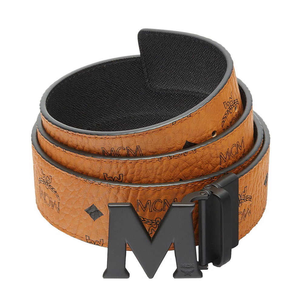 Picture of MCM Claus Reversible Belt - Cognac with Matte Black Buckle