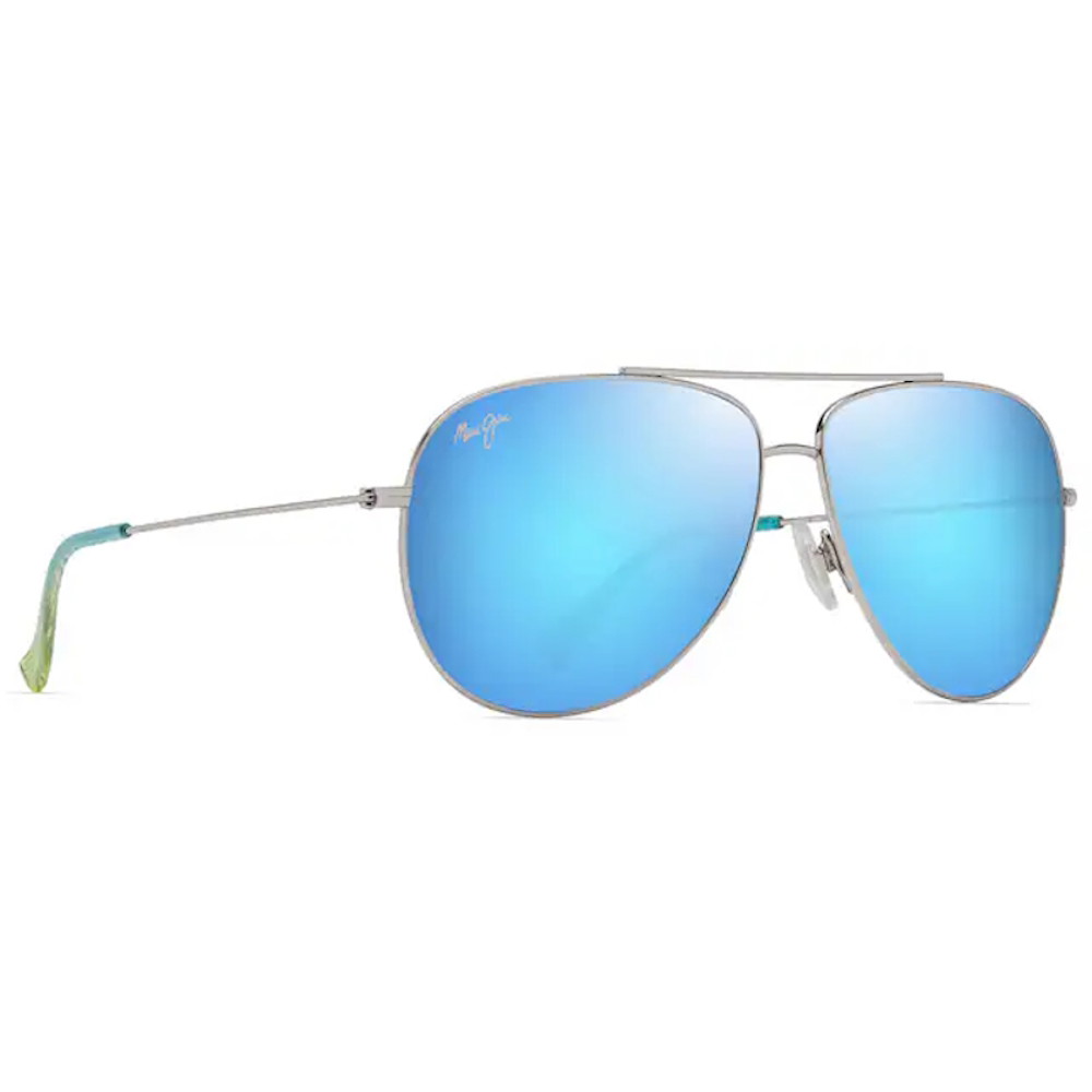 Picture of Maui Jim Hau’ Oli XL Polarized Sunglasses-Silver/Blue Hawaii
