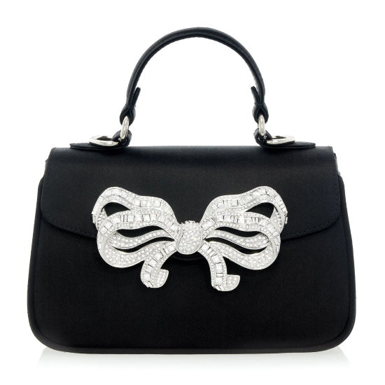 Picture of Judith Leiber Black Satin Bow Top Handle
