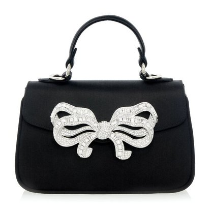 Picture of Judith Leiber Black Satin Bow Top Handle
