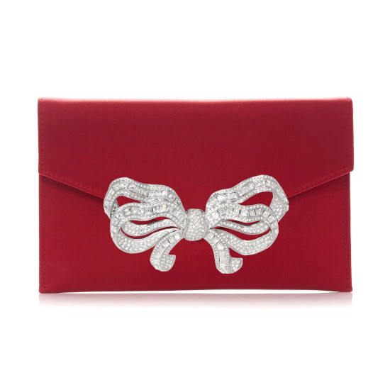 Picture of Judith Leiber Satin Bow Envelope - Crimson