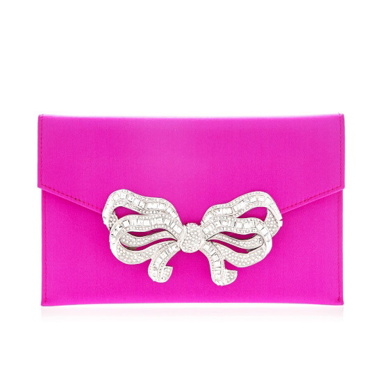Picture of Judith Leiber Satin Bow Envelope - Fuchsia