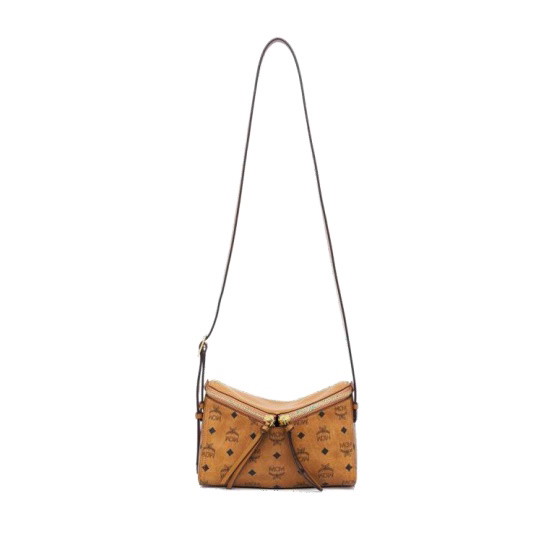 Picture of MCM Diamant 3D Visetos Leather Mix Shoulder Bag - Cognac