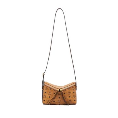 Picture of MCM Diamant 3D Visetos Leather Mix Shoulder Bag - Cognac