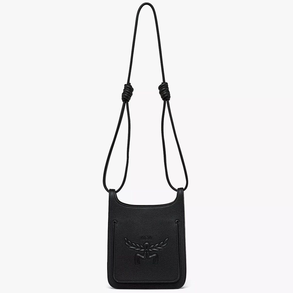 Picture of MCM Himmel Hobo in Embossed Logo Leather - Black