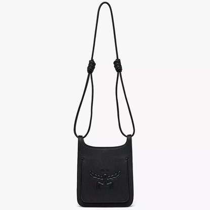 Picture of MCM Himmel Hobo in Embossed Logo Leather - Black