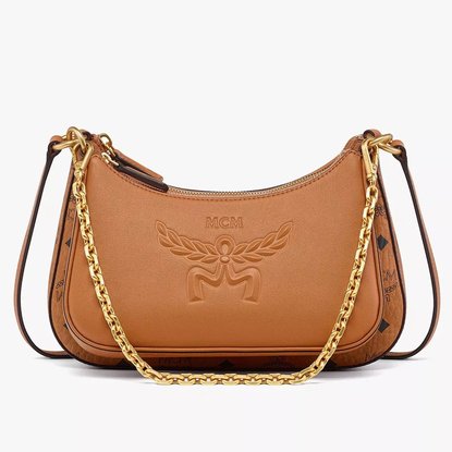 Picture of MCM Small Aren Duo Hobo Bag in Visetos - Cognac