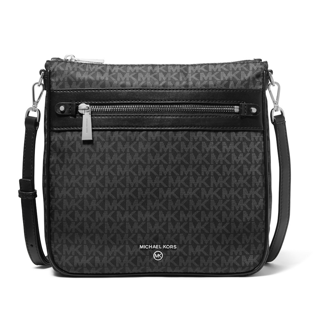Picture of Michael Kors Jet Set Large Logo Print Woven Crossbody - Black