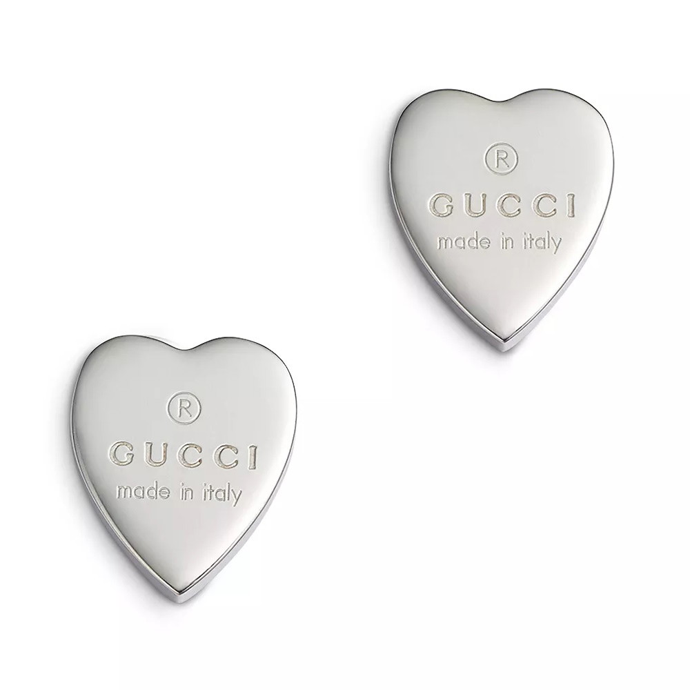 Picture of Gucci Sterling Silver Trademark Heart Earrings