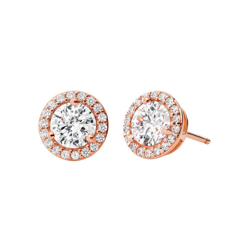Picture of Michael Kors Round Stud Sterling Silver Rose Gold-Tone Earring
