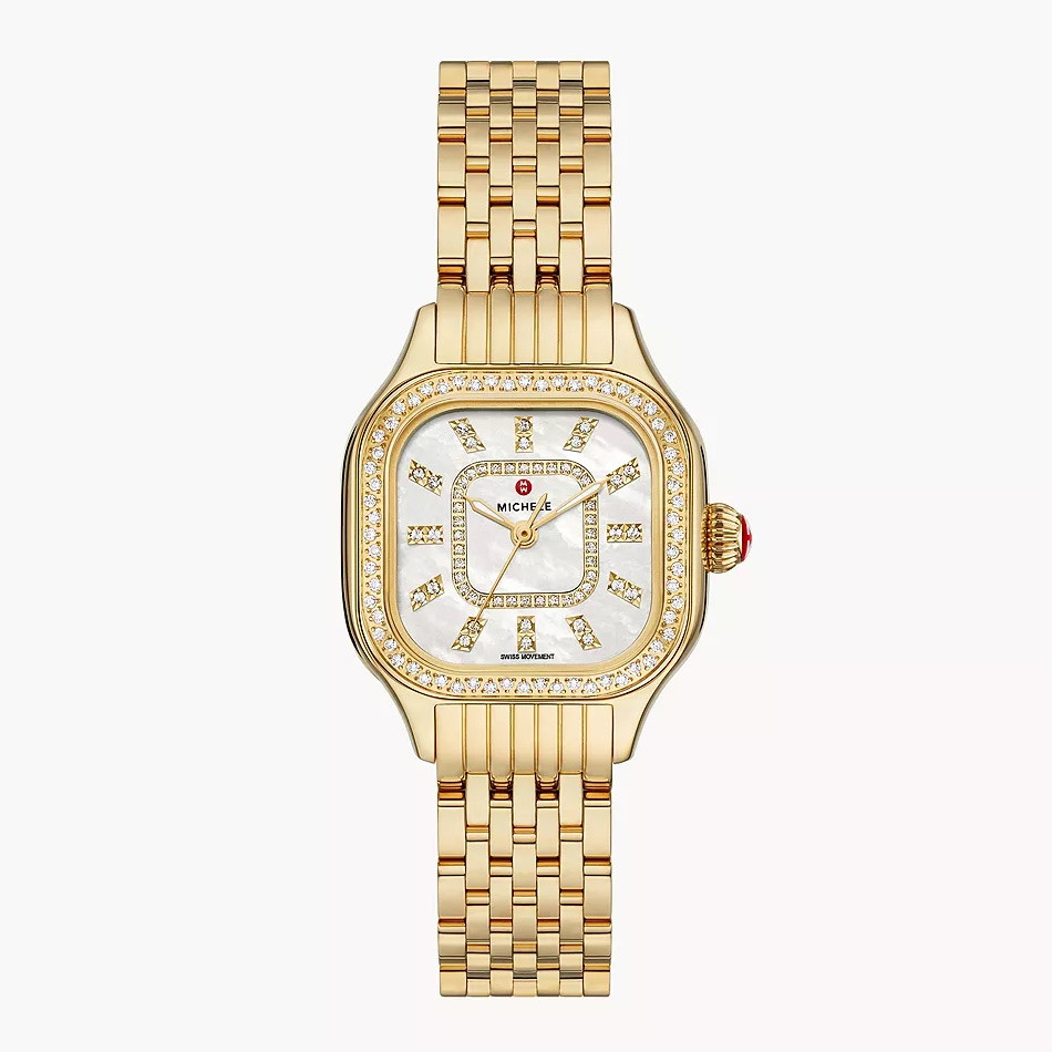 Picture of Michele Meggie Gold Diamond Stainless Steel Watch