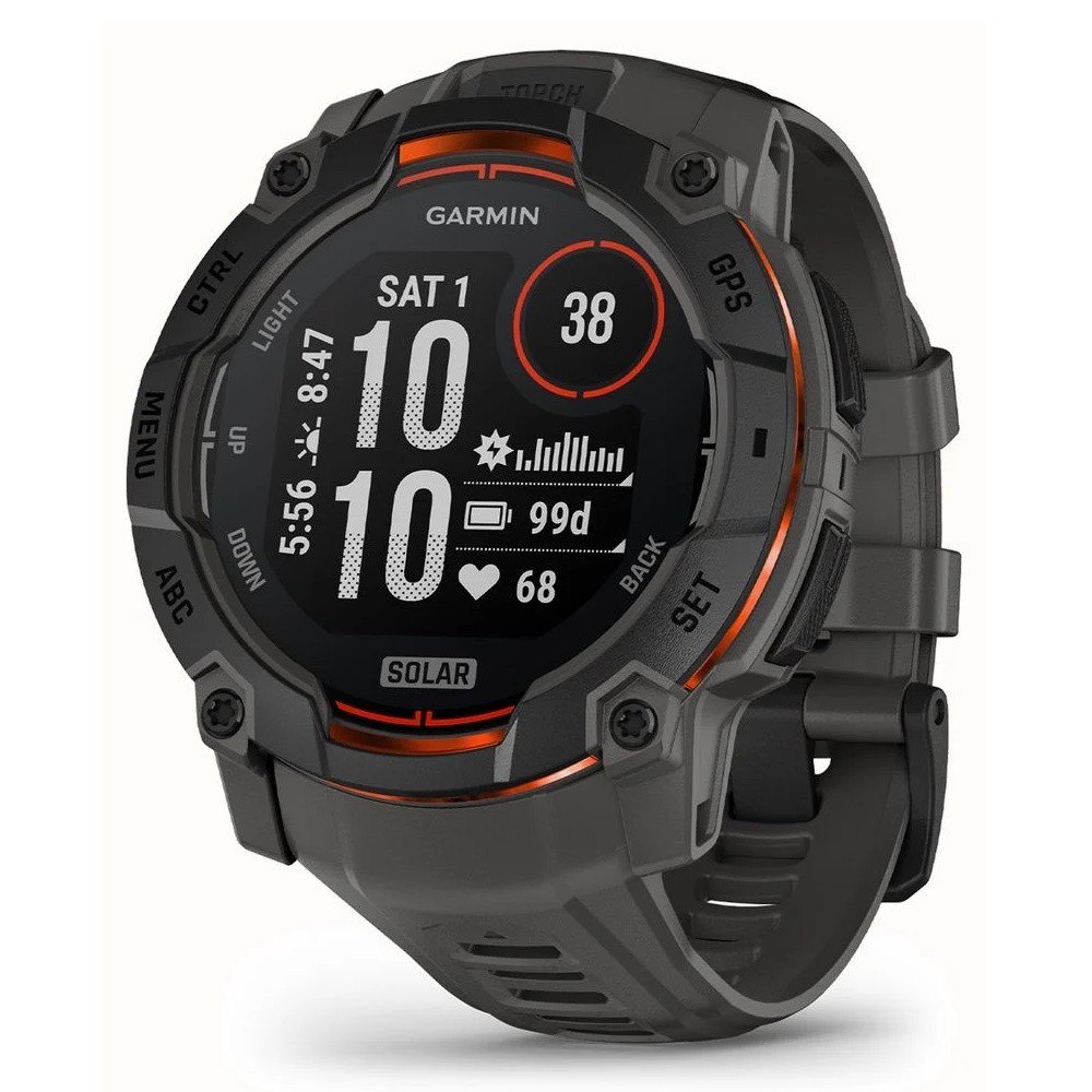 Picture of Garmin 50mm Instinct 3 Solar Smartwatch-Black w/Charcoal Band