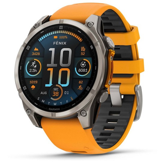 Picture of Garmin fenix 8 AMOLED-Sapphire, Titanium with Orange/Grap Band