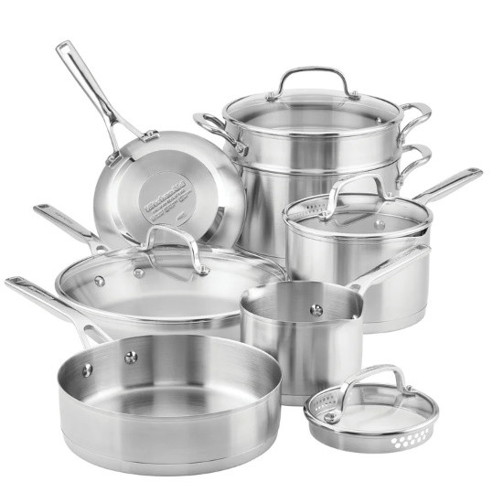 Picture of KitchenAid Stainless Steel 3-Ply 11-Piece Cookware Set