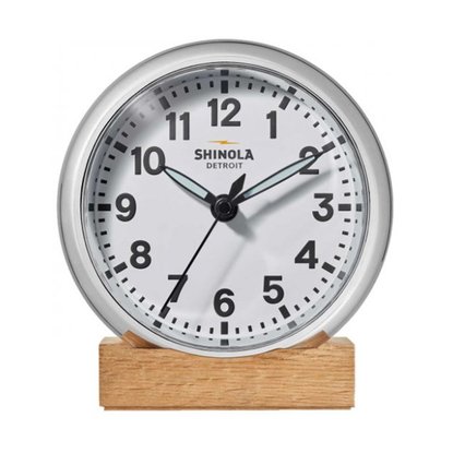 Picture of Shinola 6" Runwell Desk Clock - White Dial/Chrome Case