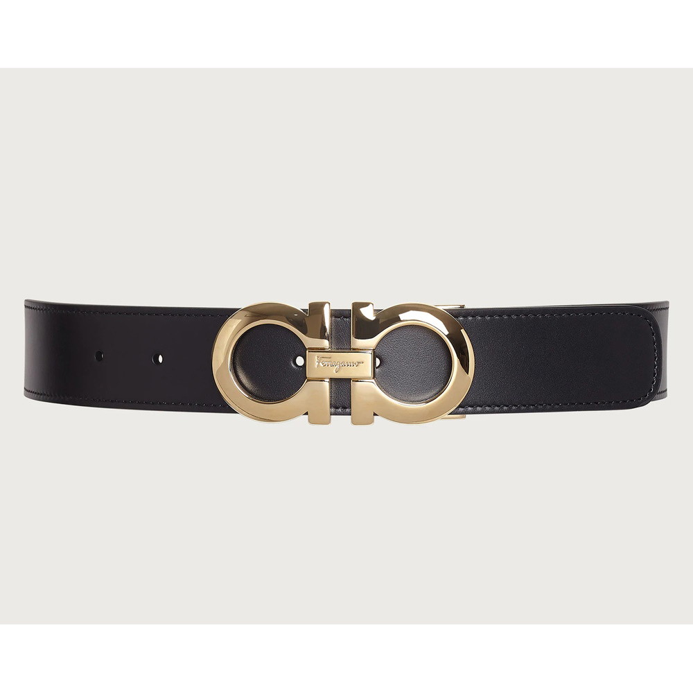 Picture of Ferragamo Adjustable/Reversible Belt - Nero/Gold