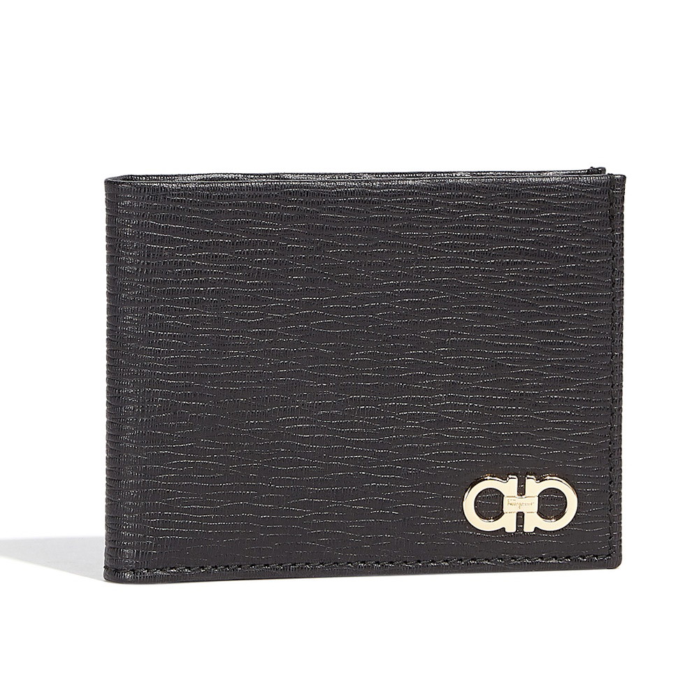 Picture of Ferragamo Revival 6cc Bifold - Black/Gold