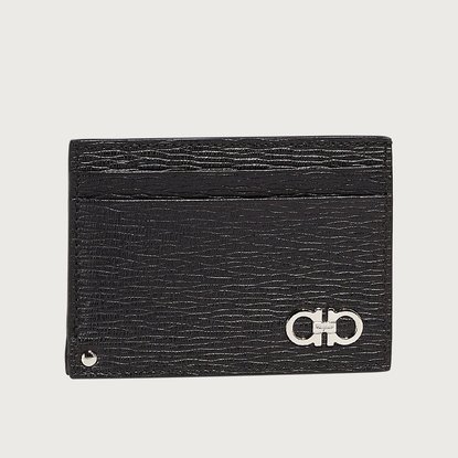Picture of Ferragamo Revival Credit Card Case - Black/Silver