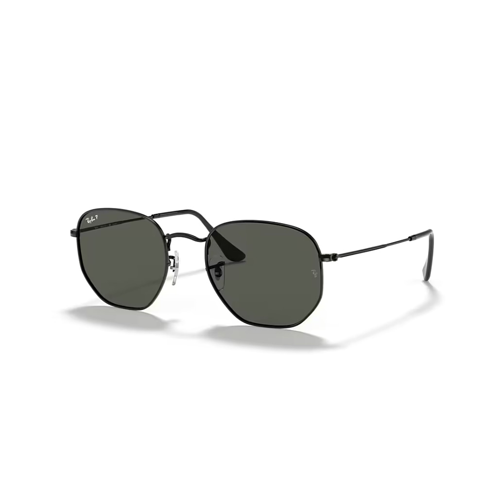 Picture of Ray-Ban Hexagonal Black Frame - Flat Green Polarized Lens