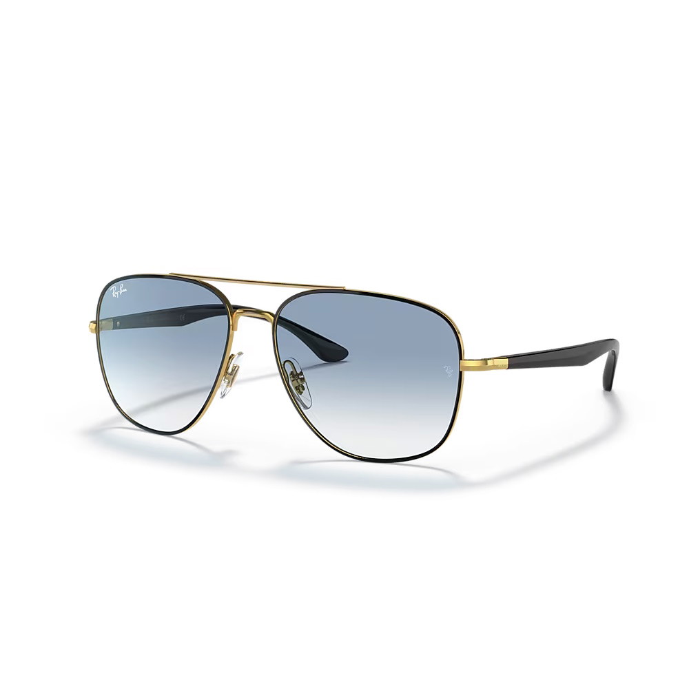 Picture of Ray-Ban RB3683 Sunglasses-Black/Gold Frame/Blue Grad Lenses