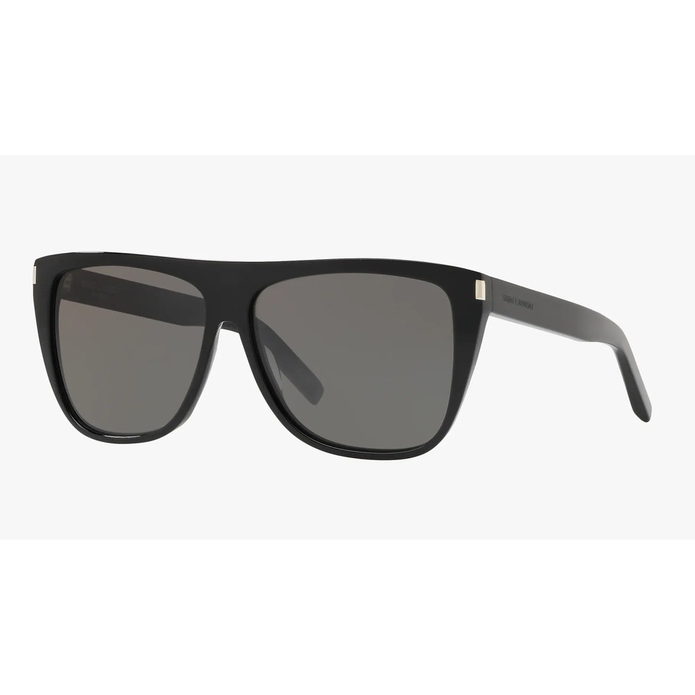 Picture of Saint Laurent Black Flat Top Acetate Sunglasses with Silver Lens