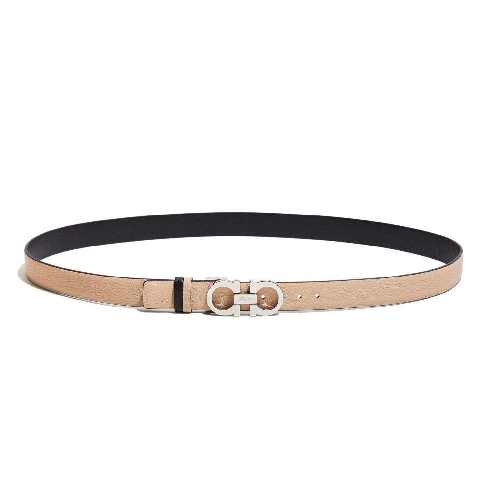 Picture of Ferragamo Ladies' Gancini Belt - New Bisque/Silver