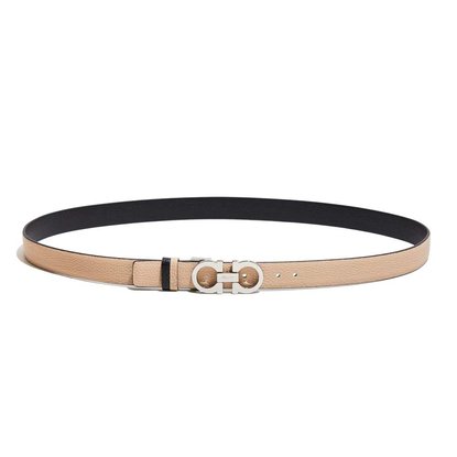 Picture of Ferragamo Ladies' Gancini Belt - New Bisque/Silver