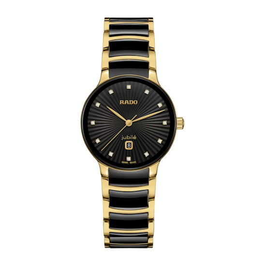Picture of Rado 30.5mm Centrix Watch with 12 Diamonds, Black Dial