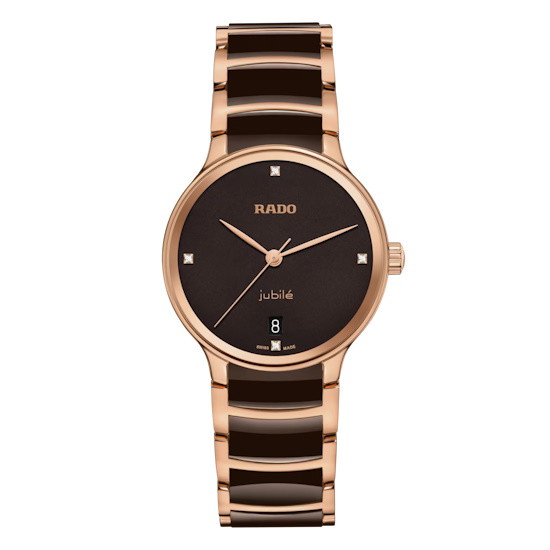 Picture of Rado Centrix 35mm Quartz Watch with 4 Diamonds, Brown Dial