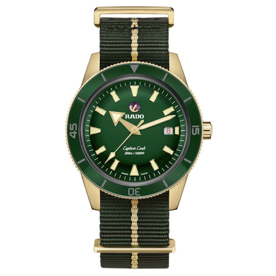 Picture of Rado Captain Cook Automatic Bronze Watch with Green Strap