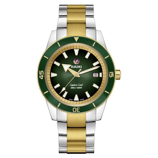 Picture of Rado Captain Cook Automatic Two-Tone Watch with Green Dial